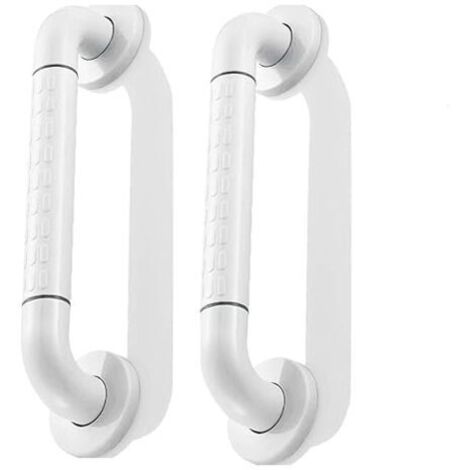 Barres d'appui pour douche et salle de bain, poignées de douche blanches en acier inoxydable, 40 cm, lot de 2, blanc