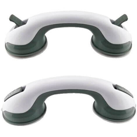 Barres d'appui pour salle de bain (lot de 2) avec ventouses 30 cm - poignée sûre, sans perçage, convient aux douches et baignoires - antidérapantes, adaptées aux personnes âgées et aux enfants, vertes