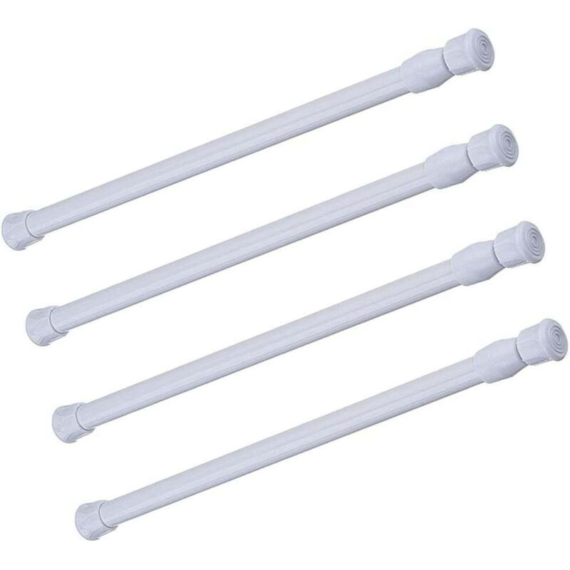 Barres de tension extensibles, lot de 4, en acier à ressort réglables pour placard, rideau de douche ou penderie. Largeur extensible de 55 à 90 cm