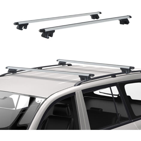 Barres de toit de voiture verrouillables 2 clés fournies dim. 135L x 5,5l x 7H cm aluminium gris noir