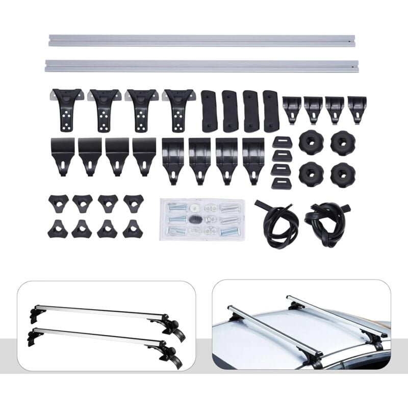 Barres de toit universelles pour voiture - Jusqu'à 130 cm de large - Alliage d'aluminium - Montage facile - Capacité de charge de 165 lbs - Noir et