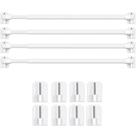 Barres de Vitrage Extensible Tringle Rideau Sans Percage pour Fenetre Pvc pour de Tringle à Rideau Adhésive (4PCS-40-60CM)