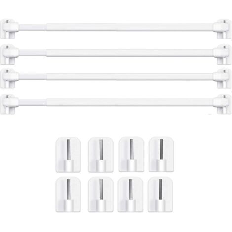 Barres de Vitrage Extensible Tringle Rideau Sans Percage pour Fenetre Pvc pour de Tringle à Rideau Adhésive (4PCS-40-60CM)