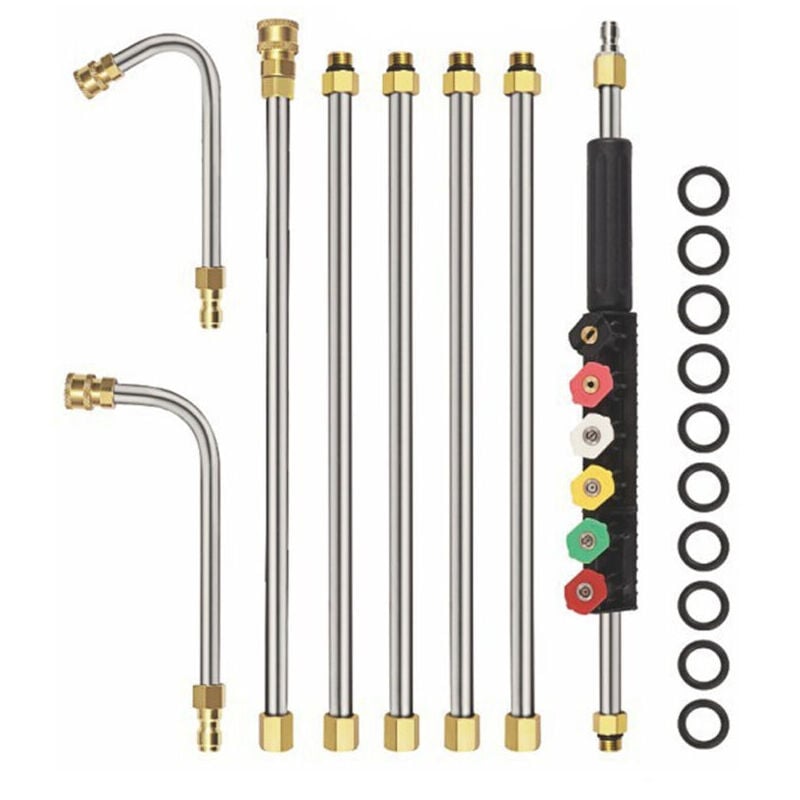 Ikodm - Barres d'extension pour nettoyeur haute pression, 4000PSI Pointes de Lance de Remplacement télescopiques Outils de Nettoyage pour Le Lavage