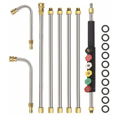 Barres d'extension pour nettoyeur haute pression, 4000PSI Pointes de Lance de Remplacement télescopiques Outils de Nettoyage pour Le Lavage des fenêtres de Toit - Définir facultatif