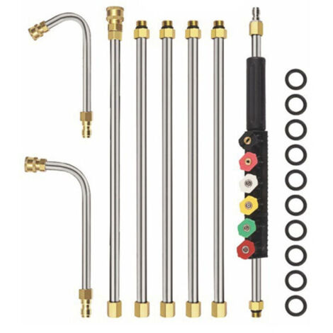 Barres d'extension pour nettoyeur haute pression, 4000PSI Pointes de Lance de Remplacement télescopiques Outils de Nettoyage pour Le Lavage des fenêtres de Toit - Définir facultatif-Crezuo