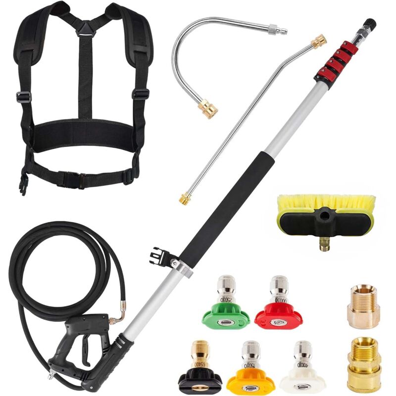 Sjlerst - Barres d'extension pour nettoyeur haute pression 6 m avec 2 baguettes d'extension, 5 embouts de buse de pulvérisation, 2 coupleurs et