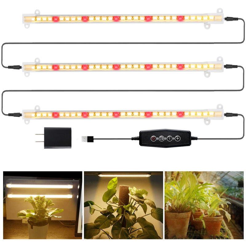 Ugreat - Barres lumineuses de culture de plantes, lampe solaire à spectre complet avec minuterie 4/8/12 heures, 5 niveaux d'intensité variable pour