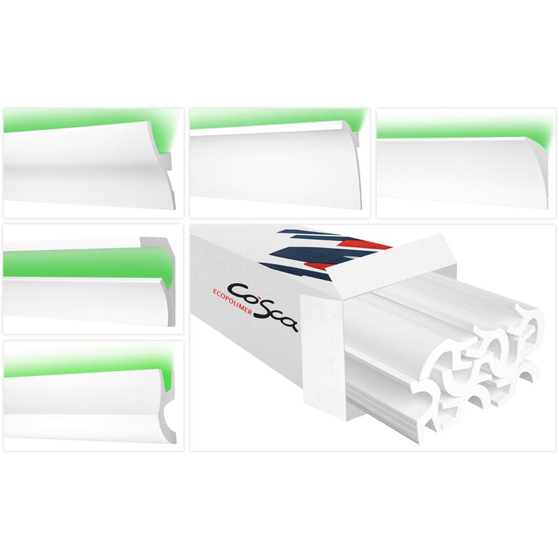 Barres à moulures led en hdps - polystyrène haute densité, léger & résistant aux chocs - Barres à led Cosca 2 mètres / 1 bande, CK-26 / 115x90mm
