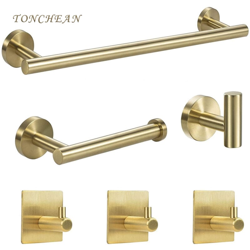 Tonchean - Barres Porte-Serviettes Ensemble 6 Pièces, Barre de Serviettes de Bains, Porte-Serviettes Anneau de Serviette Crochet Acier Inoxydable