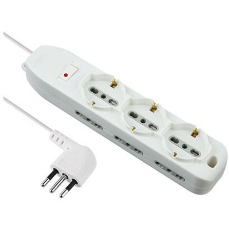 Barrette bypass + Schuko + Electraline surcharge thermique blanc 9 places 2P+T 10A n° x mmq 3x0,75 m 2.