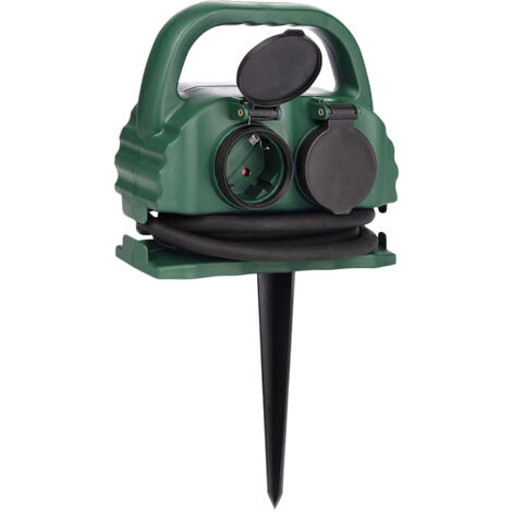 Barrette d'alimentation extérieure 4 prises Schuko avec couvercle 2m Vert 7hSevenOn