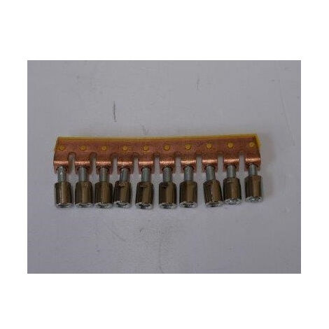 Barrette de 10 contacts de pontage horizontal isolé jaune 4mm² connexion à vis (à l'unité) HAGER