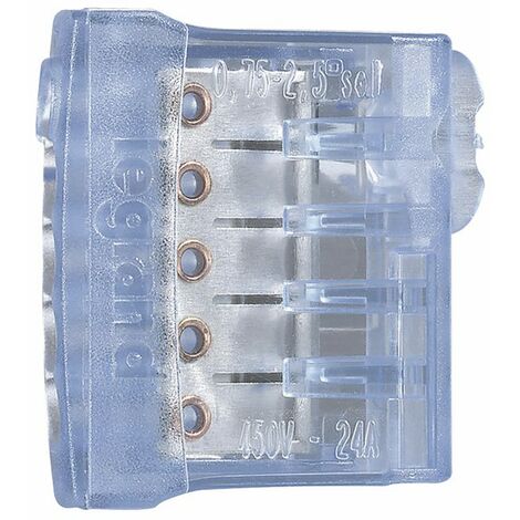 Barrette de connexion NYLBLOC auto pour fils rigides - bornes bleues pour 5 fils (X 9) - DIFF