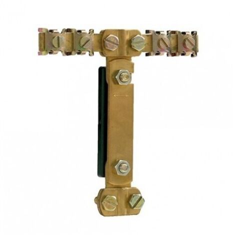 Barrette de coupure équipotentielle cuivre 110x125x25mm – Arrivée Ø 6mm à 12mm – 4 départs Ø 4.8mm maxi – Pour liaisons équipotentielles – Sib Adr