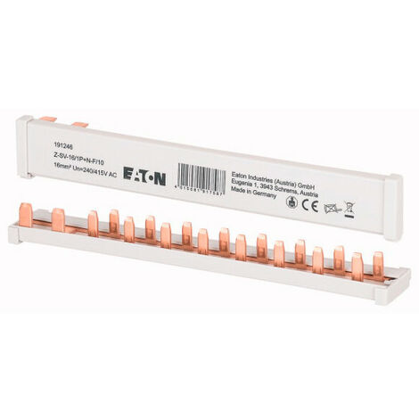 Barrette de pontage horizontale 1P+N 10 modules 16A 000191246 EATON Z-SV-16/1P+N-F/10