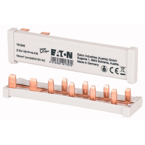 BARRETTE DE PONTAGE HORIZONTALE, 1P+N, 6 MODULES, 16A (Z-SV-16/1P+N-F/6) EATON MUS000191245
