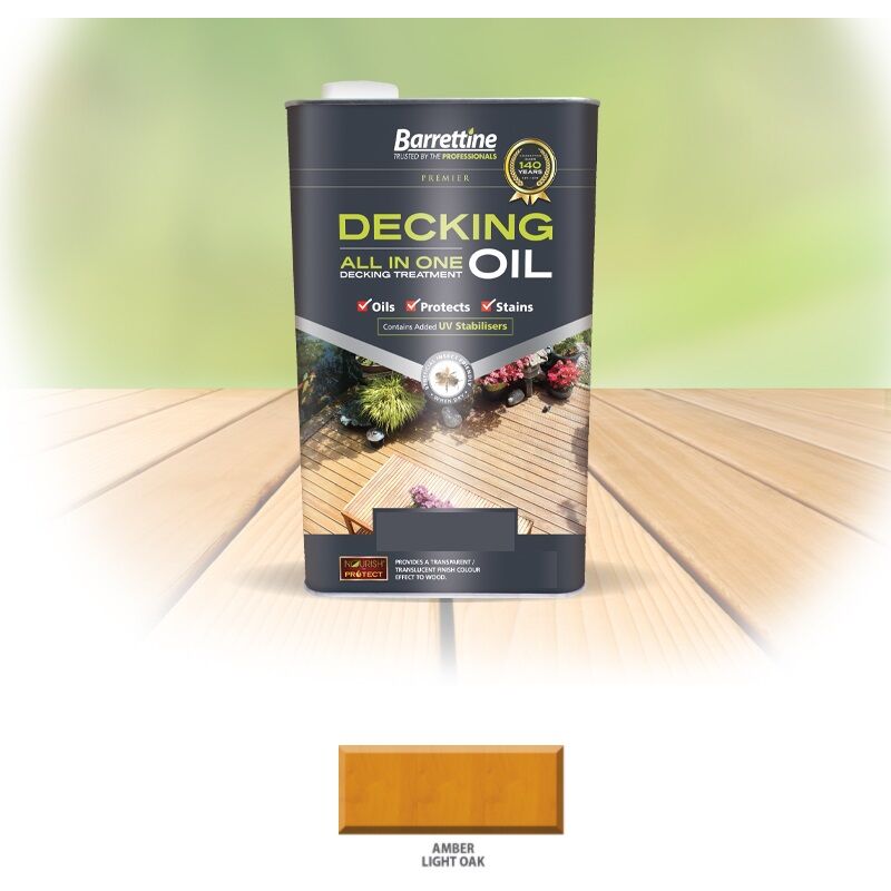 Barrettine - All In One Decking Oil Treatment - Amber Light Oak - 2.5L - Light Oak