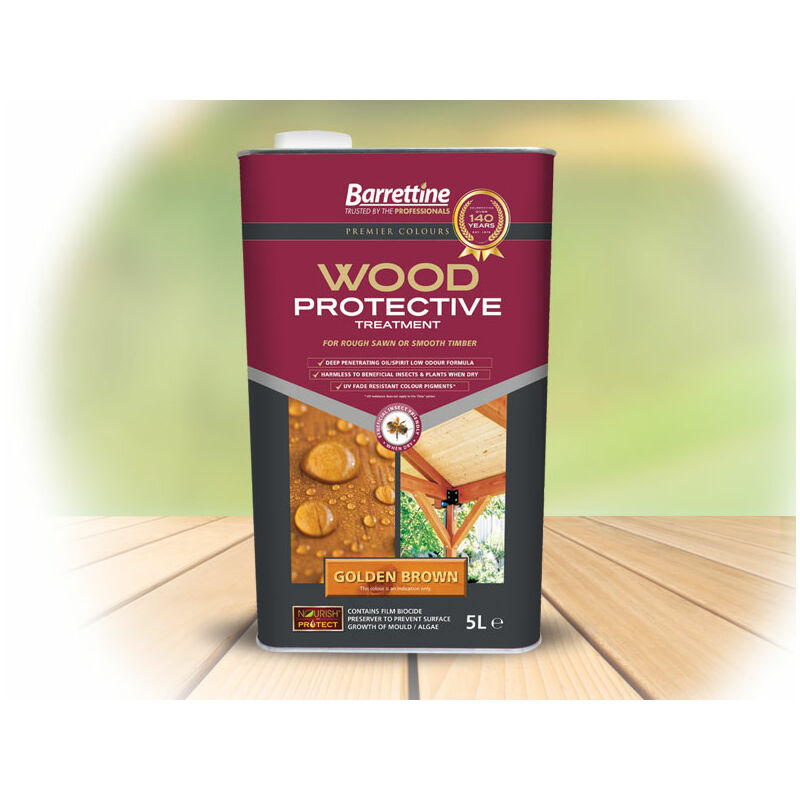 Mm_unverified_brand - Barrettine Wood Protective Treatment Paint - Golden Brown - 5L - Golden Brown