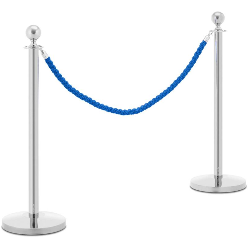 Ulsonix - Barrier post with cord Barrier stand silver-coloured 1.5 m