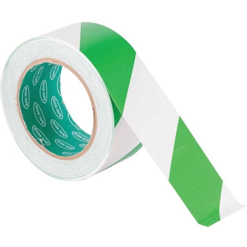 50mm Green & White Hazard Marking Tape - Avon
