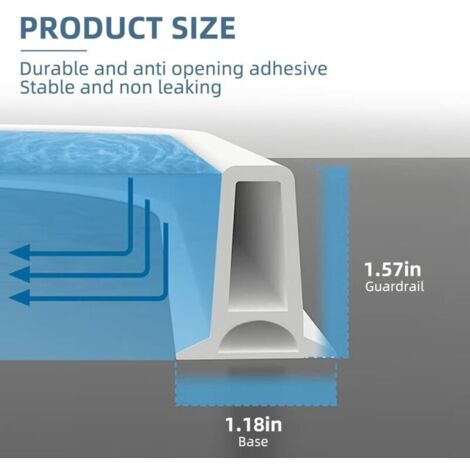 Barriera autoadesiva per doccia 2 m – TPE impermeabile – Resistente all'usura e alle alte temperature – Per pavimenti e lavandini della doccia