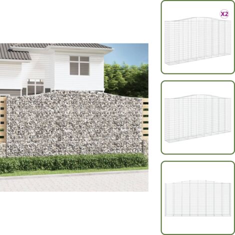 Barriera da giardino - vidaXL Cesti Gabbioni ad Arco 2 pz 400x50x200/220 cm Ferro Zincato - Gabbia decorativa