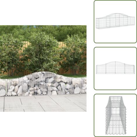 Barriera da giardino - vidaXL Cesto Gabbione ad Arco 200x30x40/60 cm Ferro Zincato - Gabbia decorativa