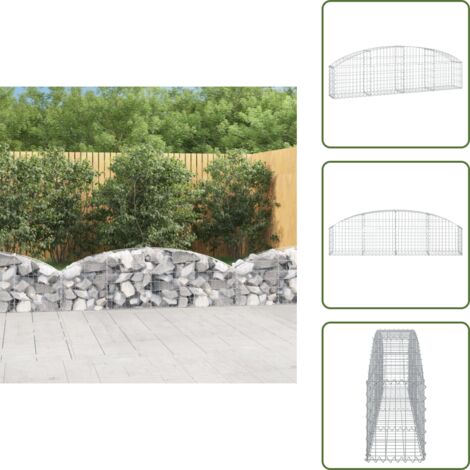 Barriera da giardino - vidaXL Cesto Gabbione ad Arco 200x30x40/60 cm Ferro Zincato - Gabbia decorativa