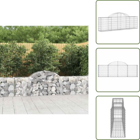Barriera da giardino - vidaXL Cesto Gabbione ad Arco 200x30x60/80 cm Ferro Zincato - Gabbione decorativo