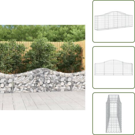 Barriera da giardino - vidaXL Cesto Gabbione ad Arco 200x30x60/80 cm Ferro Zincato - Gabbione decorativo