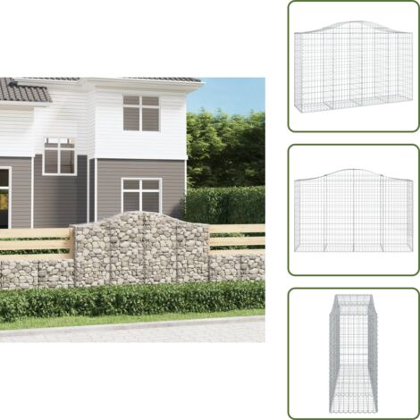 Barriera da giardino - vidaXL Cesto Gabbione ad Arco 200x50x120/140 cm Ferro Zincato - Gabbia decorativa