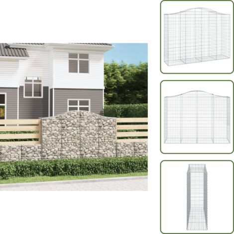 Barriera da giardino - vidaXL Cesto Gabbione ad Arco 200x50x140/160 cm Ferro Zincato - Gabbia decorativa