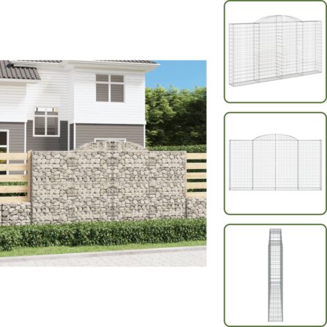 Barriera da giardino - vidaXL Cesto Gabbione ad Arco 300x30x160/180 cm Ferro Zincato - Gabbia decorativa