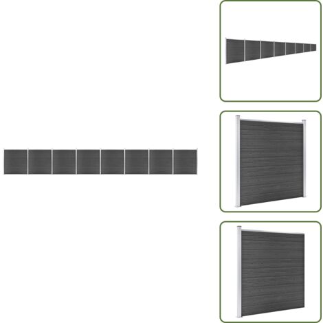 Barriera da giardino - vidaXL Set Pannelli di Recinzione in WPC 1391x186 cm Nero - Recinzione modulare