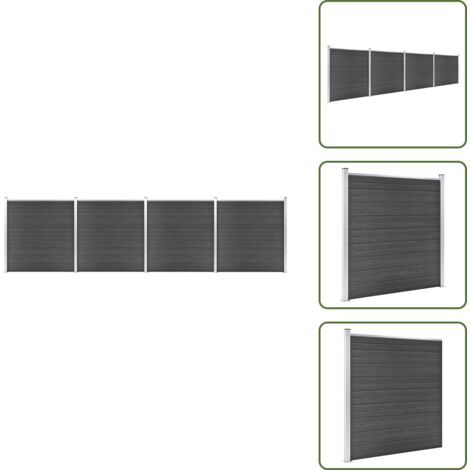 Barriera da giardino - vidaXL Set Pannelli di Recinzione in WPC 699x186 cm Nero - Recinzione modulare