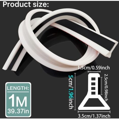 Barriera doccia pieghevole con sistema di contenimento per arginare l'acqua e mantenerla all'interno della soglia (1 m, magnetico - bianco)