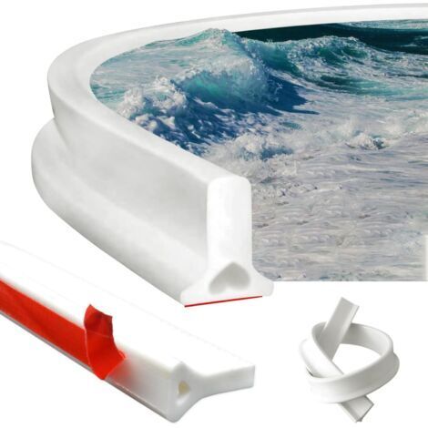 Barriera impermeabile in silicone per soglia, barriera doccia pieghevole, striscia di ritenzione idrica per soglia porta bagno con separazione adesiva a secco (bianca)