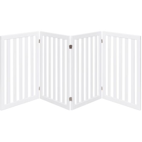 Barrière Autoportante Chien 4 Panneaux Bois Charnières Métalliques 360° Antidérapants Blanc CWXT6526 DESIGN IN