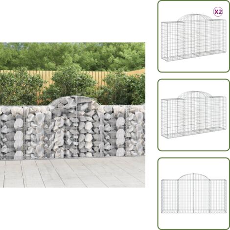 Barriere da giardino - vidaXL Cesti Gabbioni ad Arco 2 pz 200x50x100/120 cm Ferro Zincato - Gabbia in ferro zincato