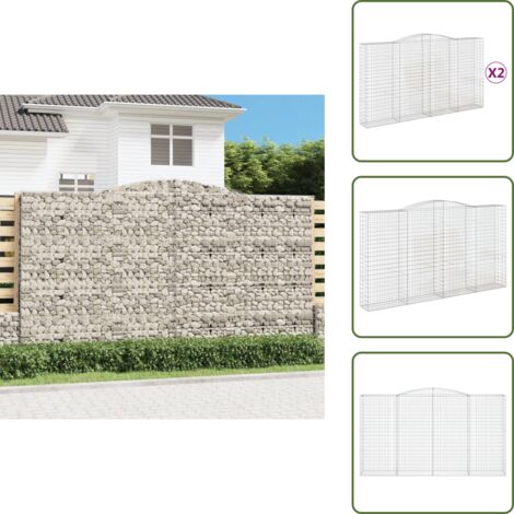Barriere da giardino - vidaXL Cesti Gabbioni ad Arco 2 pz 400x50x220/240 cm Ferro Zincato - Gabbione ad arco