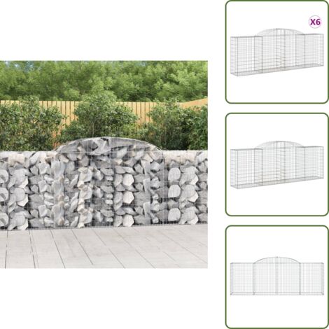 Barriere da giardino - vidaXL Cesti Gabbioni ad Arco 6 pz 300x50x100/120 cm Ferro Zincato - Gabbione decorativo