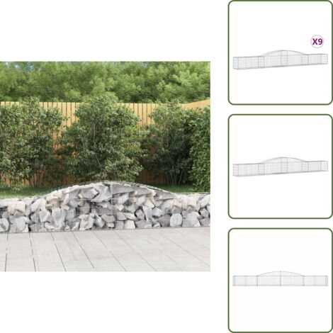 Barriere da giardino - vidaXL Cesti Gabbioni ad Arco 9 pz 400x50x40/60 cm Ferro Zincato - Gabbione ad arco