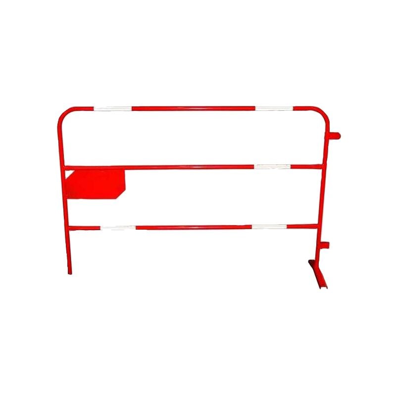 Barrière de chantier en acier rouge - Ø 25 mm avec plaque d'identification