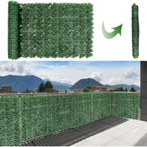 Barrière de Confidentialité en Lierre Artificiel pour Balcon, 1x3m Barrière de Confidentialité en Lierre pour Terrasse, Feuilles Artificielles Écran Décoratif pour Haies Jardin (1PCS)