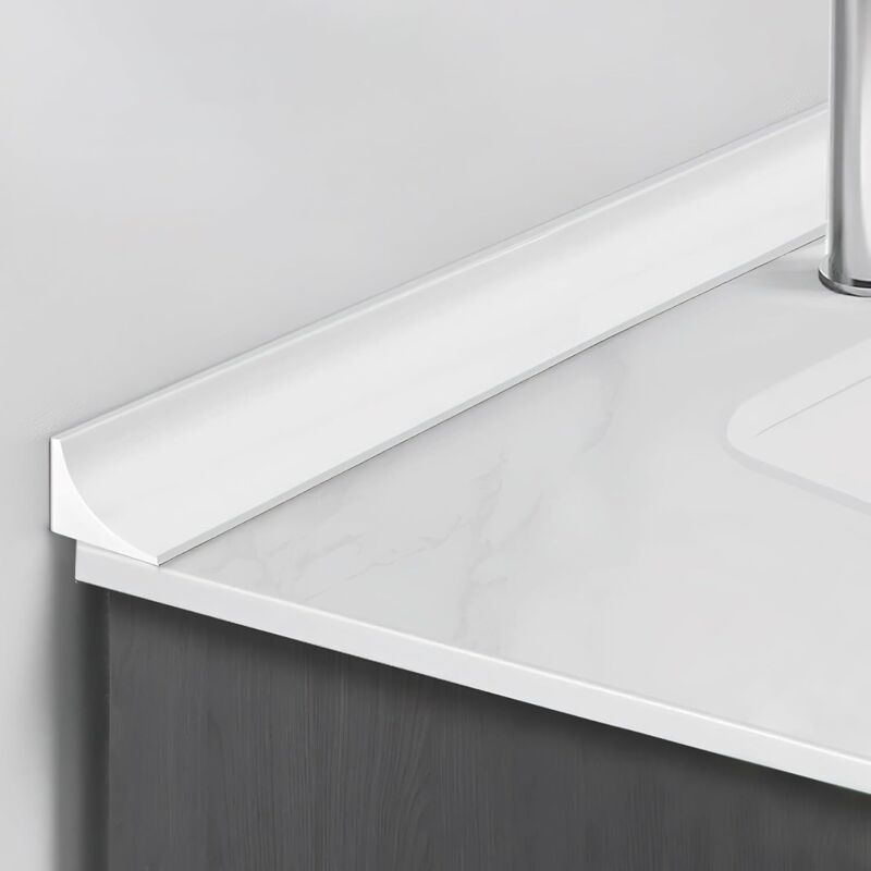 Barrière de Douche 200 cm, Bande de Rétention de Salle de Bain, Joint de Baignoire, Bord de Baignoire Pliable en Silicone (Blanc)