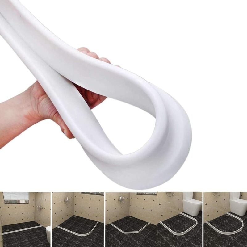Ersandy - Barrière de douche pliable et système de rétention pour barrage d'eau et maintient l'eau à l'intérieur du seuil (2 m, Blanc)
