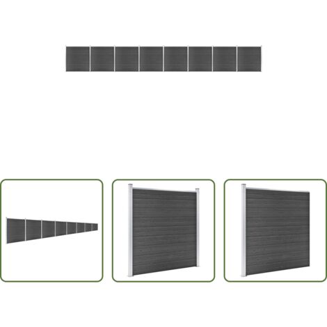 Barrière de jardin -  Ensemble de panneau de clôture WPC 1391x186 cm Noir