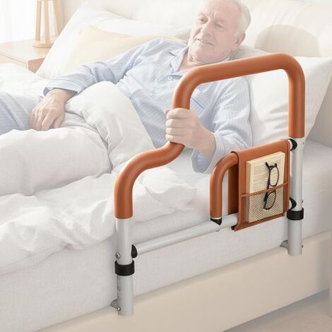 Barriere de Lit Adulte, Barrière Lit pour Personnes Âgées, Barrière Potence de Lit, Handrails Barre de Protection de Lit Réglable en Hauteur, Rails d'aide au Lit en Acier au Carbone