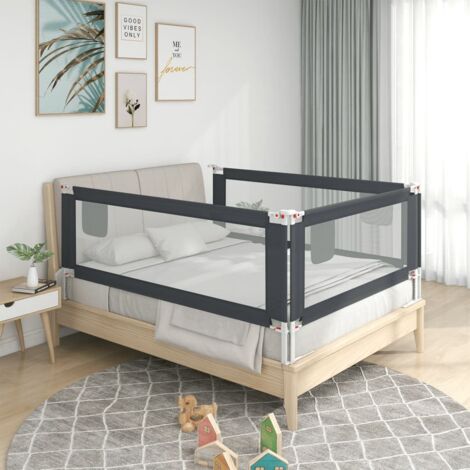Barrière de lit enfant Barrière de sécurité  Gris foncé 200x25 cm Tissu 41835